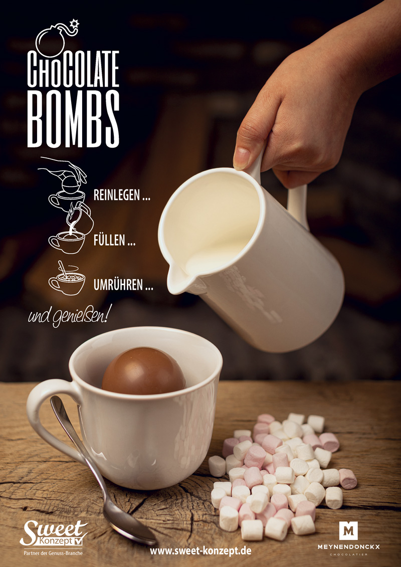einzeln verpackte Chocolate Bombs Milch mit Marshmellows und salzigen Karamell Bonbons 