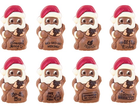 Schokoladen Hohlfigur Santa " Feliz" Sortiment
