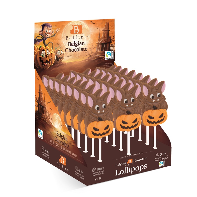 Schokoladen-Lollie Halloween "Fledermaus mit Kürbis" 